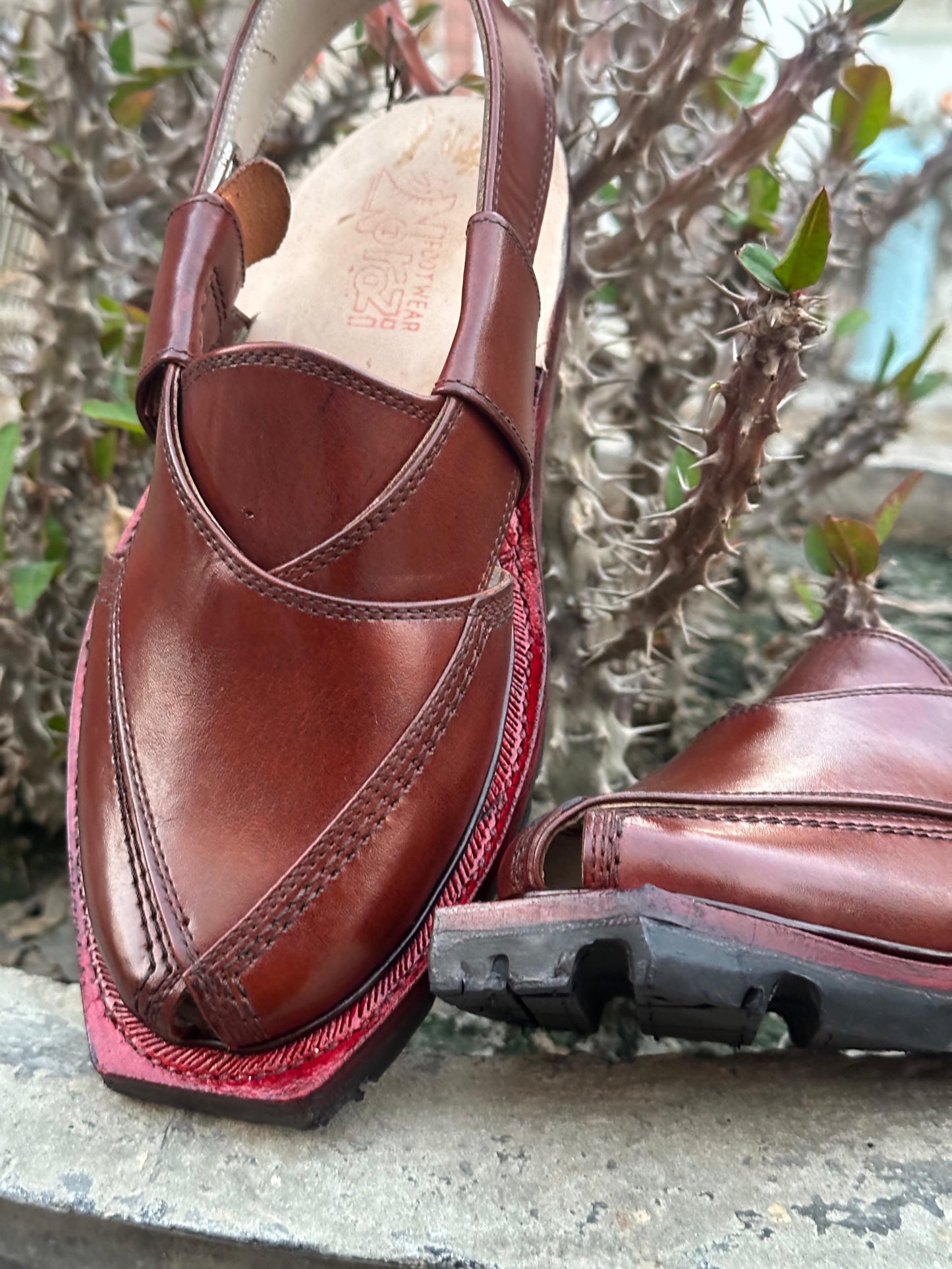 Jet Brown Norozi Leather Chappal With Doubel Sole